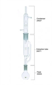 DWK Life Sciences Kimble Soxhlet Extraction Apparatus - Soxhlet Extractor Body Set with Allihn Condenser and Boiling Flask, 40mm - 24005-40