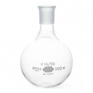 DWK Life Sciences Kimble Round Bottom Short Neck Flask - Round-Bottom Short-Neck Flask, 14/20 ST Joint, 100mL - 25276-100