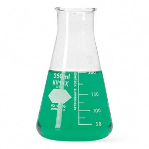 DWK Life Sciences Kimble WM HD Erlenmeyer Flasks - Clear Wide-Mouth Glass Erlenmeyer Flask with Scale, 130 mm Height, 250 mL - 26650-250