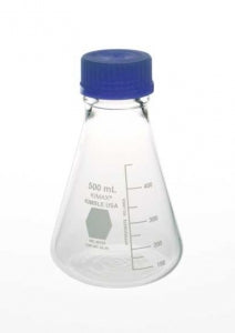 DWK Life Sciences Kimble KIMAX GL45 Cell Culture Flask - KIMAX Wide-Mouth Erlenmeyer Flask with GL 45 Screw Cap, 500mL - 26720-500