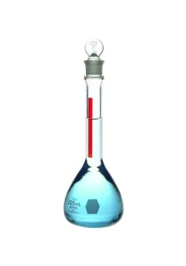 DWK Kimble Class A Volumetric Flask with Vertical Stripe - Class A Volumetric Flask with Vertical Stripe, Red Stripe, 1000 mL - 28013-1000