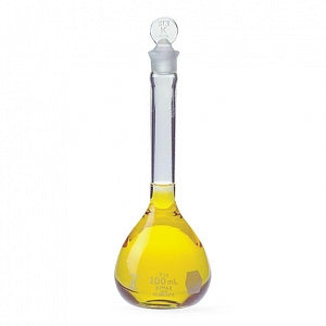 DWK KIMAX Class A Volumetric Glass Flasks - Class A Volumetric Flask with Glass Pennyhead Stopper, 25mL - 28014-25