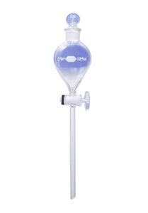 DWK Life Sciences Kimble Separatory Funnel with Stopcock - Globe KIMAX Separatory Funnel with Glass Stopcock, 250 mL Funnel, 175 mm Stem Length - 29043-250