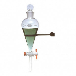 DWK KIMAX Squibb Separatory Funnel with PTFE Stopcock - Squibb Pear-Shaped Separatory Funnel with PTFE Size 6 Stopcock, 38 Standard Taper Stopper, 60 mm L Stem, 2000 mL Capacity - 29048F-2000