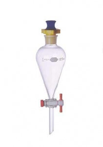 Dwk Life Sciences Kimble KIMAX Separatory Funnel with PTFE Stopcock & Plastic Stopper - KIMAX Squibb Pear-Shaped Separatory Funnel with PTFE Size 4 Stopcock, 60 mL L Stem, 1000 mL Volume - 29049F-1000