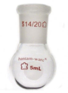 DWK Life Sciences Kimble Single Std Taper Neck Heavy Wall - Bantam-Ware Single-Neck Heavy-Wall Round-Bottom Flask, 14/20 ST Joint, 5mL - 294000-0005