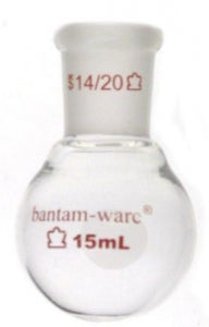 DWK Life Sciences Kimble Single Std Taper Neck Heavy Wall - Bantam-Ware Single-Neck Heavy-Wall Round-Bottom Flask, 14/20 ST Joint, 15mL - 294000-0015