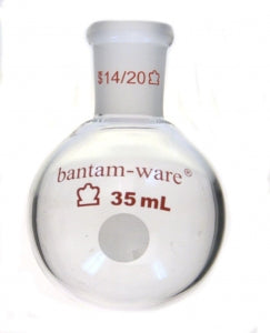 DWK Life Sciences Kimble Single Std Taper Neck Heavy Wall - Bantam-Ware Single-Neck Heavy-Wall Round-Bottom Flask, 14/20 ST Joint, 35mL - 294000-0035