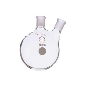 DWK Life Sciences Kimble Angled Two Neck RB Flask - Angled Two Neck Round Bottom Flask, 250 mL, 14/20, 14/20 - 294990-0250