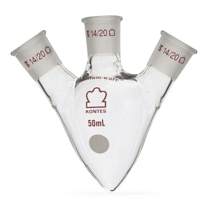 DWK Kimble Pear Shaped Three Neck Heavy Wall Distilling Flasks - FLASK 50ML 14/20 14/20 - 295740-0050