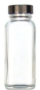 DWK Life Sciences Kimble 1OZ Clear Glass French Square Bottle - Clear French Square Glass Bottle, Phenolic Cap with Pulp / Vinyl Liner, 1oz., Bulk Packs - 5610124C-21