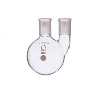 DWK Kimble Two Vertical Neck Round Bottom Boiling Flasks - Two Vertical Neck Round Bottom Boiling Flask, 24/40, 24/40, 1 L - 605000-1424