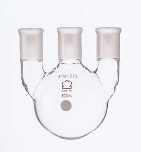 DWK Life Sciences Kimble Three Vertical Neck RB Flask - 3-Neck Round-Bottom Flask, 45/50 Center ST Joint, 24/40 Side ST Joint, 1L - 606000-1724