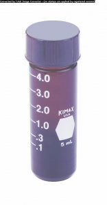 DWK Life Sciences Kimble Shell Vials - Amber Shell Vial with Solid PTFE Cap, 5 mL - 60707-5