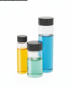 DWK Kimble 33 Expansion Borosilicate Glass Vial w/Cap Attached - 33 Expansion Borosilicate Clear Glass Vial with Phenolic Cap Attached, 28 x 95 mm - 60811B-10