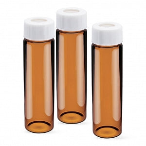 DWK Kimble Amber Screw Thread Vial w/Cap & PTFE Liner Attached - 28X95 AMBR VIAL, ATTACHD PHEN CAP, 14B LNR - 60911P-10