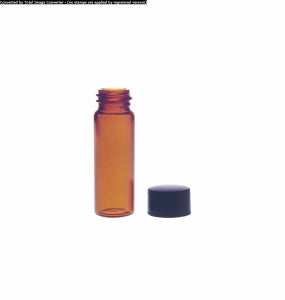 DWK Kimble 33 Expansion Borosilicate Glass Vial w/Cap Attached - 33 Expansion Borosilicate Amber Glass Vial with Phenolic Cap Attached, 15 x 45 mm - 60912D-1