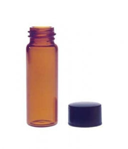 DWK Kimble Amber Screw Vial w/Cap and White Liner Unattached - Amber Screw Vial with Cap and White Liner Unattached, 15 x 45 mm, 13-425, 1 Dram - 60920D-1