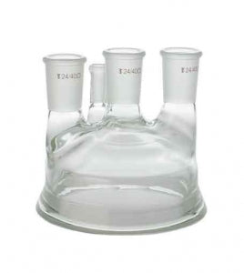 DWK Life Sciences Kimble Multi-Neck Reaction Flask Top - multineck Reaction Flask, 4 Necks, 24/40 Center ST Joint, 24/40 Side ST Joint, 10/30 Thermometer ST Joint - 613000-0021