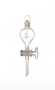 DWK Kimble KONTES Squibb Separatory Funnel w/Glass - KONTES Squibb Separatory Funnel without Stopper, Glass Stopcock, 60mL - 636010-0060