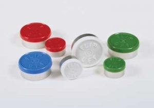 DWK Kimble Flip Up Button Top Unlined Aluminum Seals - Button Top Unlined Aluminum Seal, Flip Up / Tear Off, 20 mm, Green - 73843D-20