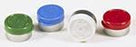 DWK Kimble Flip Up Button Top Unlined Aluminum Seals - Button Top Unlined Aluminum Seal, Flip Up / Tear Off, 20 mm, White - 73845A-20