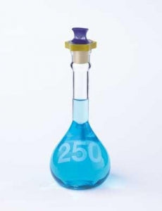 Dwk Life Sciences Kimble Kimble Heavy-Duty Wide Mouth Volumetric Flasks w/PE Stoppers - KIMAX Heavy-Duty Clear Glass Wide-Mouth Volumetric Class A Flask with PE Stopper, 100mL - 92812P-100