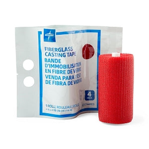 Medline Lightweight Fiberglass Cast Casting Tape - Fiberglass Casting Tape, Red, 4" x 4 yd. - CT44RED