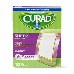 Medline CURAD Sheer Adhesive Bandages - CURAD Sheer Adhesive Bandage, 3" x 4", 10/Box - CUR01726RB