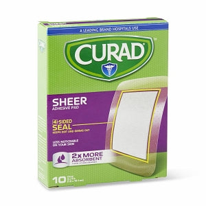 Medline CURAD Sheer Adhesive Bandages - CURAD Sheer Adhesive Bandage, 3" x 4", 10/Box - CUR01726RB