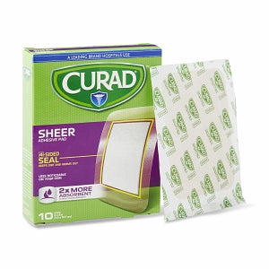 Medline CURAD Sheer Adhesive Bandages - CURAD Sheer Adhesive Bandage, 3" x 4", 10/Box - CUR01726RB