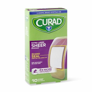 Medline CURAD Sheer Adhesive Bandages - CURAD Sheer Adhesive Bandage, 2" x 3-3/4", 10/Ct. - CUR02277RB