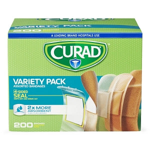 Medline CURAD Variety Pack Assorted Bandages - CURAD Variety Pack Assorted Bandages, 200 Count - CUR0800RB