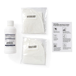 Medline CURAD Germ Shield with 4% CHG Preoperative Cleansing Kit - CURAD Germ Shield Antiseptic Skin Cleanser Kit with 2 Bathing Mitts and 4% CHG Solution - CUR1848