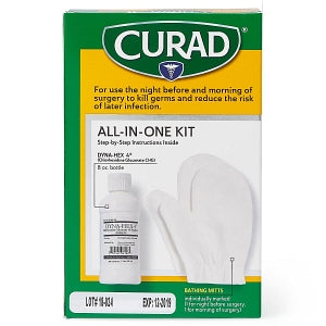 Medline CURAD Germ Shield with 4% CHG Preoperative Cleansing Kit - CURAD Germ Shield Antiseptic Skin Cleanser Kit with 2 Bathing Mitts and 4% CHG Solution - CUR1848