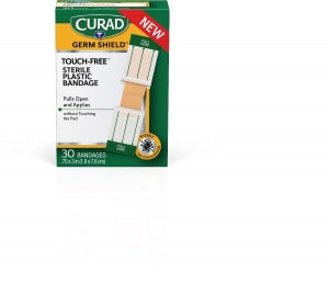 Medline CURAD Plastic Adhesive Bandages - CURAD Touch-Free Plastic Adhesive Bandage, 3/4" x 3", 30/Ct. - CUR1930P