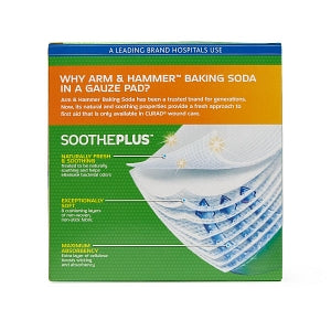 Medline CURAD SoothePlus Gauze Pads with ARM & HAMMER Baking Soda - CURAD SoothePlus 4" x 4" Gauze Pad, 25/Box - CUR204425AH