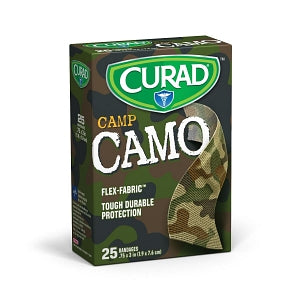 Medline CURAD Camo Flex-Fabric Adhesive Bandage - CURAD Green Camo Flex-Fabric Adhesive Bandage, 3/4" x 3", 25/Box - CUR45701RB