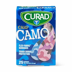 Medline CURAD Camo Flex-Fabric Adhesive Bandage - CURAD Pink / Blue Camo Flex-Fabric Adhesive Bandage, 3/4" x 3", 25/Box - CUR45702RB