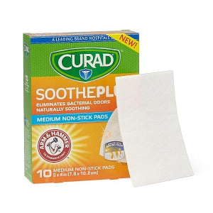 Medline CURAD SoothePlus Medium Nonstick Pad with Baking Soda - CURAD SoothePlus Medium Nonstick Pad with Baking Soda, 10/Box - CUR47134AH