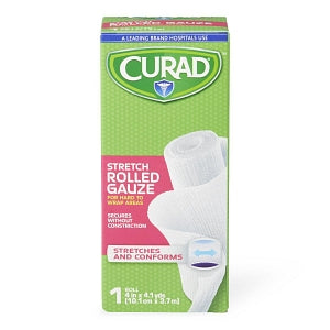 Medline CURAD 100% Cotton Bandage Roll - CURAD Stretch Rolled Gauze, 4" x 4.1 yd. - CUR47144ERB