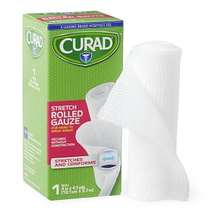 Medline CURAD 100% Cotton Bandage Roll - CURAD Stretch Rolled Gauze, 4" x 4.1 yd. - CUR47144ERB