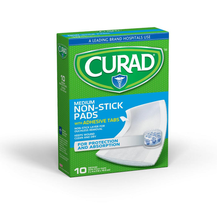 CURAD Sterile Nonstick Pads with Adhesive Tabs