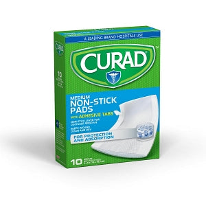 Medline CURAD Sterile Nonstick Pads with Adhesive Tabs - CURAD Sterile Nonstick Pad with Adhesive Tabs, 3" x 4", 10/Box - CUR47148NRB