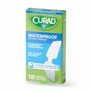 Medline CURAD Waterproof Butterfly Bandages - CURAD Butterfly Closure Waterproof Adhesive Bandage, 1-3/4" x 3/8" - CUR47442RB