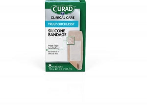 Medline CURAD Silicone Flexible Fabric Bandages - CURAD Silicone Flexible Fabric Bandages, 1.625" x 4", 8/Box - CUR5003V1