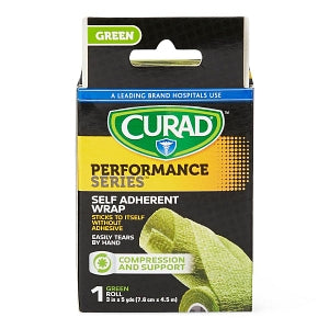 Medline CURAD Self Adherent Wrap - CURAD Performance Series Self Adherent Wrap, Green, 3" x 5 yd. - CUR5057G