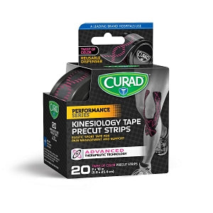 Medline CURAD Performance Series Kinesiology Tape - CURAD Performance Series Kinesiology Tape, Pink Design, Precut 2" x 10" Strips - CUR5063P