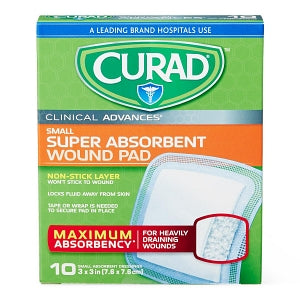 Medline CURAD Clinical Advances Super Absorbent Polymer Wound Dressings - CURAD Super Absorbent Polymer Wound Dressings, 3" x 3", 10/Box - CUR5150V1