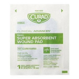 Medline CURAD Clinical Advances Super Absorbent Polymer Wound Dressings - CURAD Super Absorbent Polymer Wound Dressings, 3" x 3", 10/Box - CUR5150V1